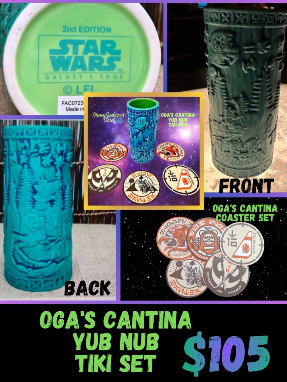 Disneyland Park Exclusive Star Wars Galaxy's Edge Yub Nub Oga's Cantina Tiki Set